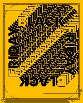 Typography Wall Poster Yellow Background Modern Optical Motion Design イラスト素材