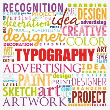TYPOGRAPHY word cloud collage, creative concept background 스톡 일러스트
