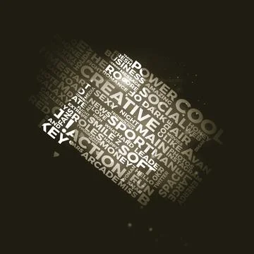 Typography word cloud collage. Creative concept wordcloud for web or print. Stock Illustration