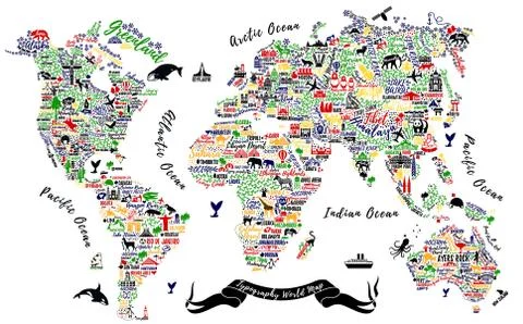 Typography World Map. Stock Illustration