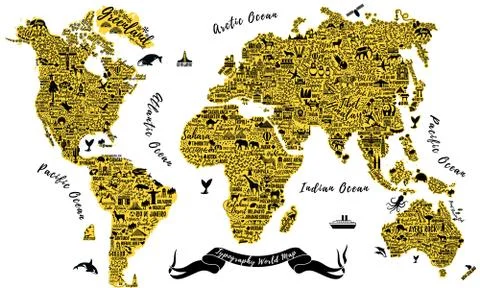 Typography World Map. Stock Illustration