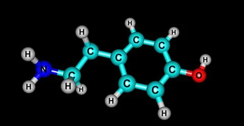 Tyramine molecular structure isolated on black Stock Illustration