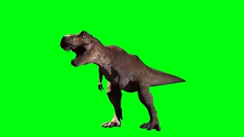 Tyrannosaurus rex Roaring on Green Scree... | Stock Video | Pond5