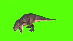 Angry T-Rex Runcycle Green Screen Close , Stock Video