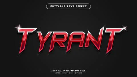 Tyrant 3d style editable text effect faster text effect 3d editable text ef.. Stock Illustration
