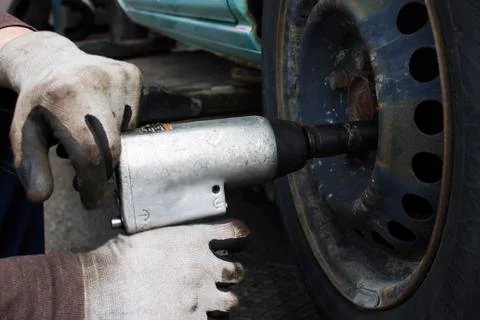 Tyre changing Foto stock