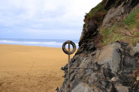 Tyre on a cliff Stock Photos