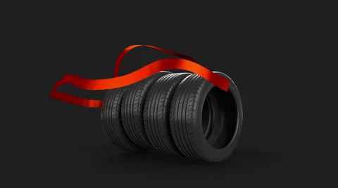 Tyre isolated on grey animated present gift with mask Stock Footage 47896157