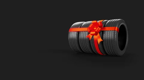 Tyre isolated on grey animated present gift with mask Stock Footage 47896165