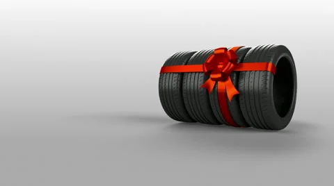 Tyre tire isolated on white animated present gift with mask Stock Footage 59883737