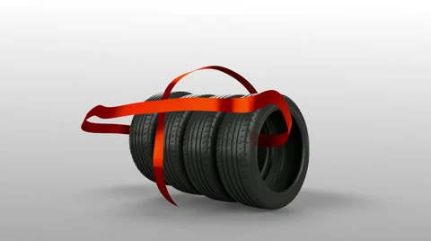 Tyre tire isolated on white animated present gift with mask Stock Footage 59971002