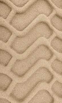 Tyre tracks in sand Foto stock