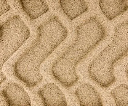 Tyre tracks in sand Stock Photos