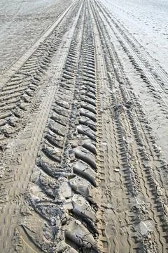 Tyre Tracks in the Sand Stock Photos