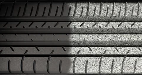 Tyre Tread Morphing To Asphalt Stock Illustration