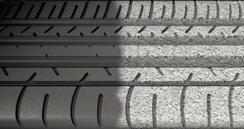 Tyre Tread Morphing To Asphalt Stock Illustration