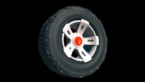 Tyre wheels 3D render Illustrazione stock