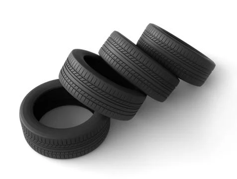 Tyres on white background Stock Illustration