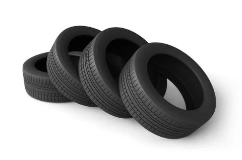 Tyres on white background Stock Illustration