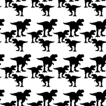 Tyrex silhouette of different sizes pattern black Stock Illustration