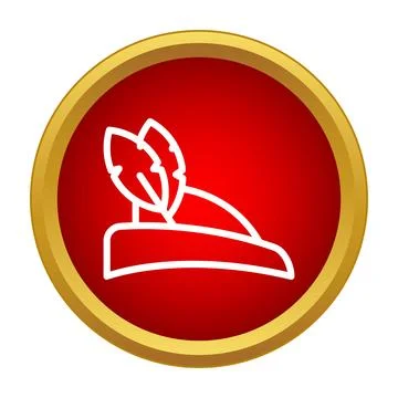 Tyrol hat with feathers in a red circle frame Stock Illustration