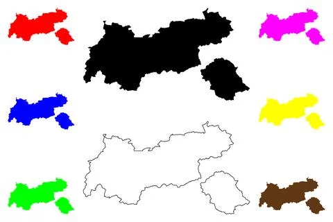Tyrol (Republic of Austria) map vector illustration, scribble sketch Tyrol (stat Illustrazione stock