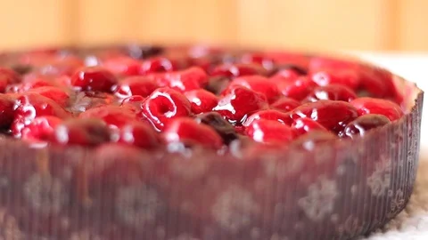 Tyrolean Berry Pie on table rolling Close-up Video stock 106350855