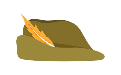 Tyrolean fedora feather hunting hat khaki flat Stock Illustration