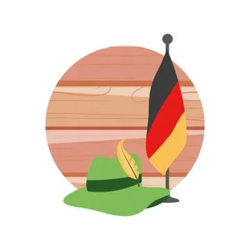 Tyrolean hat and germany flag oktoberfest icon Illustrazione stock