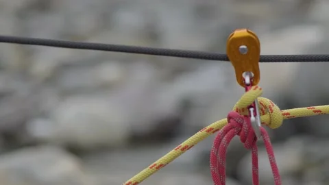 Tyrolean traverse Stock Footage 133166298