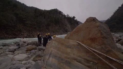 Tyrolean traverse Stock Footage 133169042