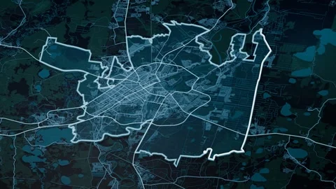 Tyumen Russia Glowing Digital Map Animation 4K Stock Footage 339667751