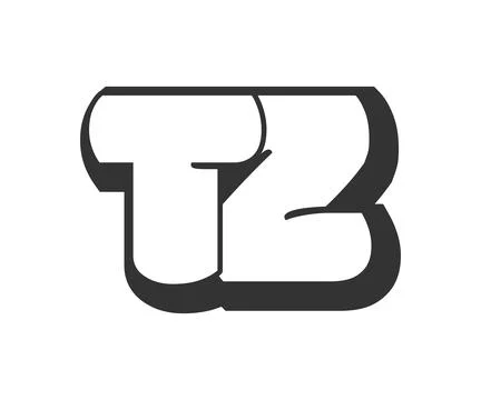 TZ logo, bubble comic lettering, rounded in graffiti style black and white .. イラスト素材