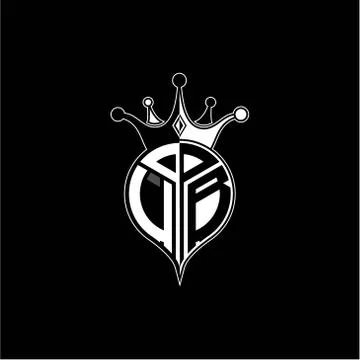 U B circle monogram logo emblem style with clown crown shape vector decoratio Illustrazione stock