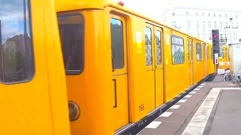U-Bahn train leaves Berlin Stock Footage 122160593