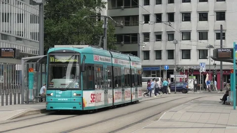 U Bahn Train Subway Metro Stops At Willy Brand Platz Station Frankfurt Stock Footage 80820226