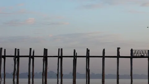 U Bein bridge Stock Footage