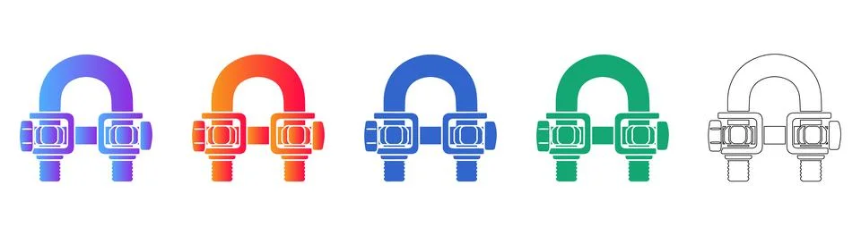 U Bolt Cable Clamp Vector Icon Set Stock Illustration