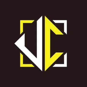 U C Initials quadrangle monogram with square Stock Illustration