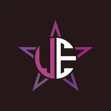 U E initials circle with stars and black background Stock Illustration