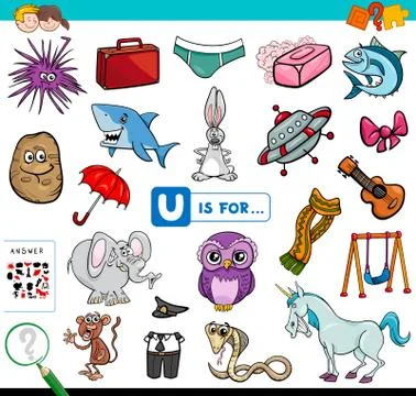 U is for educational game for children Illustrazione stock