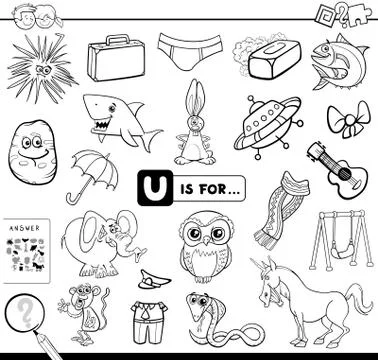 U is for educational game coloring book 스톡 일러스트