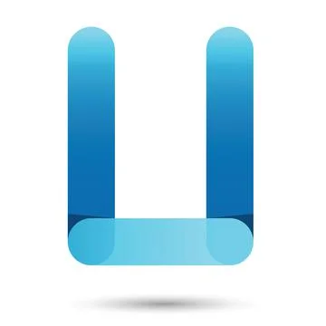 U font vector with blue color on White background, Futuristic font, Cosmic, V Stock Illustration