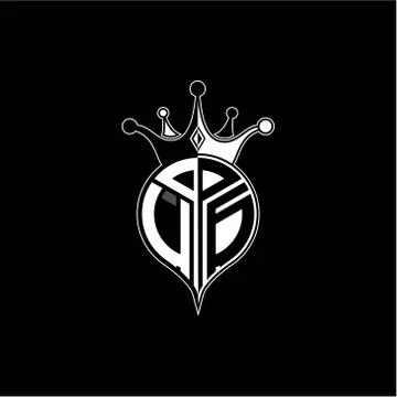 U G circle monogram logo emblem style with clown crown shape vector decoratio Stock Illustration