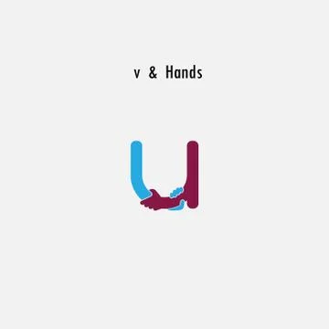 U-  Letter abstract icon &amp; hands logo design vector template.Business offer,p Stock Illustration