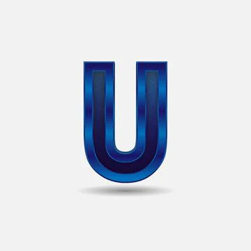 U letter with glitter rendering effect, blue color design, vector illustration Stock Illustration