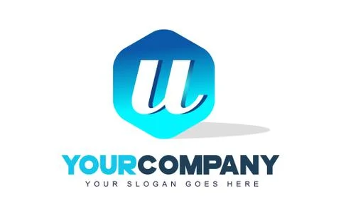 U Letter Logo. Hexagon Shape Modern Design Stock Illustration