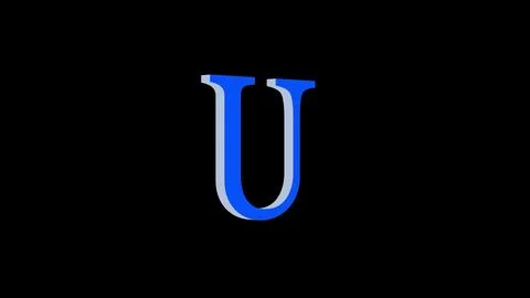 U letter logo loopable blue ncolor black background Stock Illustration