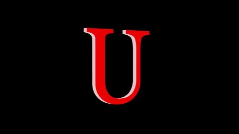 U letter logo loopable red color black background Illustrazione stock