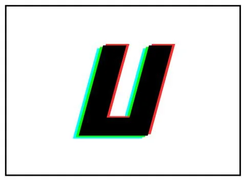 U letter logo, vector desing font .Dynamic, split-color, shadow of  number re Stock Illustration